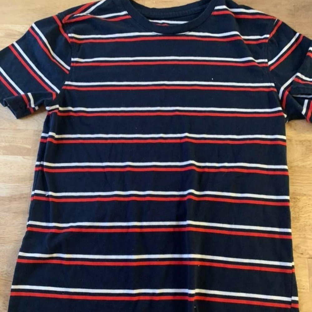 blue, red, and white top!